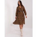 Italy Moda Leopardí plisované midi šaty s páskem dhj-sk-10536n-3.31x-brown – Zboží Mobilmania