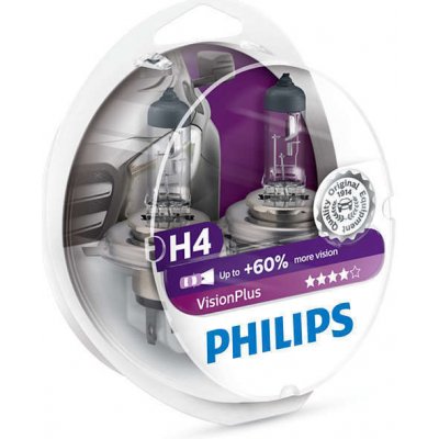 Philips Vision Plus + H4 P43t 12V 60/55W 2 ks – Zboží Mobilmania