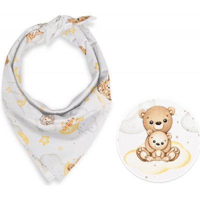 Biante dětský bavlněný šátek Sandra SA-461 Zvířátka mezi hvězdičkami na bílém – Zboží Dáma