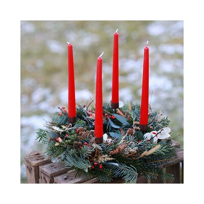 Balkonika Adventní věnec s eukalyptem / červené svíčky 35 cm – Hledejceny.cz