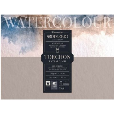 Fabriano Blok na akvarel Torchon 300g/m² EXTRA ROUGH 25% Bavlna lepený 23x30,5cm 20 listů – Hledejceny.cz