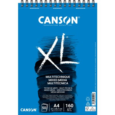 Canson XL Mixed Media Skicák v kroužkové vazbě A4 160g 50 listů – Hledejceny.cz