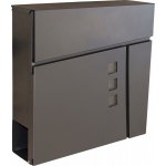 SASKA GARDEN poštovní schránka 37 x 37 x 10,5 cm, šedá, práškově lakovaná ocel, DIN A4, zámek, horní vkládání s klapkou, spodní vyjímatelná dvířka, skrytá přihrádka na noviny, včetně montážní sady – Hledejceny.cz