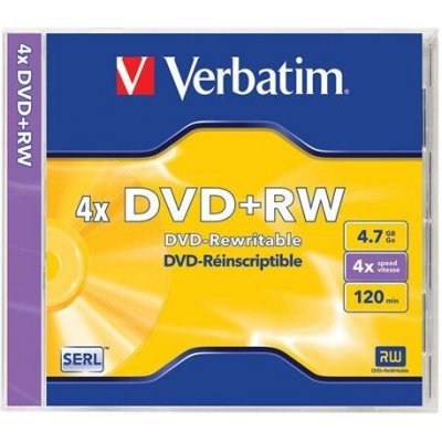 Verbatim DVD+RW 4,7GB 4x, jewel, 1ks (43565) – Hledejceny.cz