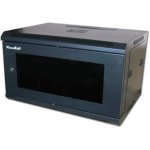 XtendLan WS-6U-64-BLACK-U-P Rozvaděč, 19", na stěnu, jednodílný, výška 6U, 600 x 450, rozložený, skleněné dveře, kouřové sklo, nosnost 60kg, černý WS-6U-64-BLACK-U-P – Zboží Živě
