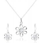 Šperky eshop stříbrná sada náhrdelník a visací náušnice květ se zirkonem SP34.16 – Zboží Mobilmania
