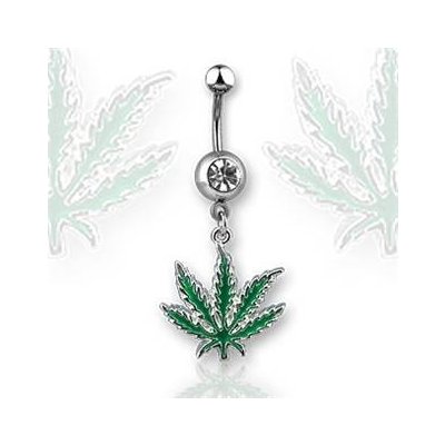 Šperky4U piercing do pupíku list marihuany WP01018