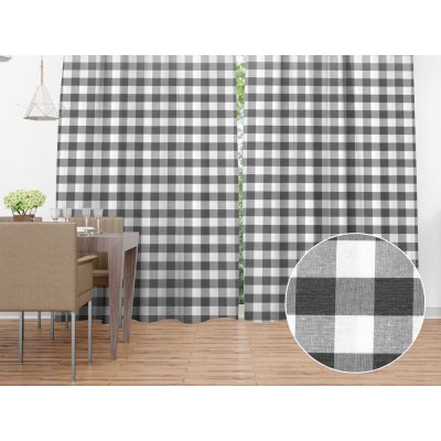 Biante Dekorační závěs Rebeka RE-010 Šedo-bílá kostka velká 130x160 cm – Hledejceny.cz