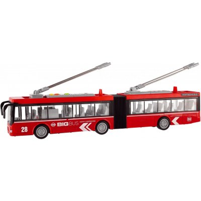 Teddies Trolejbus/Autobus plast 45cm na setrvačník na bat. se světlem se zvukem v krabici 48x18x11cm TD86169 – Zboží Mobilmania