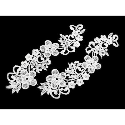 Benátská krajková aplikace / vsadka 8x27 cm - bílá sněhová (8 ks) – Zboží Dáma