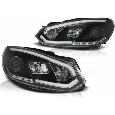 Přední světla s LED denními světly, Tube Lights VW Golf VI/6 08-12 černá | Zboží Auto