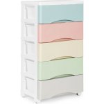 modernHOME Knihovna s 5 výsuvnými zásuvkami, nohy s kolečky, barevné zásuvky – Hledejceny.cz