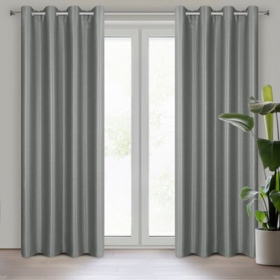 EUROFIRANY ZATEMŇOVACÍ ZÁVĚS NA KROUŽCÍCH SELINA 140X250 CM TMAVĚŠEDÁ – Sleviste.cz