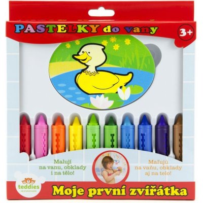 Teddies Pastelky do vany Moje první zvířátka 10 ks s houbičkou v krabičce MPZ – Zboží Mobilmania