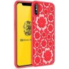 Pouzdro a kryt na mobilní telefon Apple PROTEMIO 9931 MSVII FLOWER TPU obal Apple iPhone X / XS červený