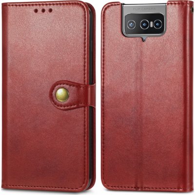 PROTEMIO 34915 LEATHER BUCKLE Peňaženkový obal Asus Zenfone 8 Flip červený