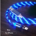 LED magnetický svítící nabíjecí kabel 2,1A pro Apple iPhone, 1m Barva: Modrá – Zboží Živě