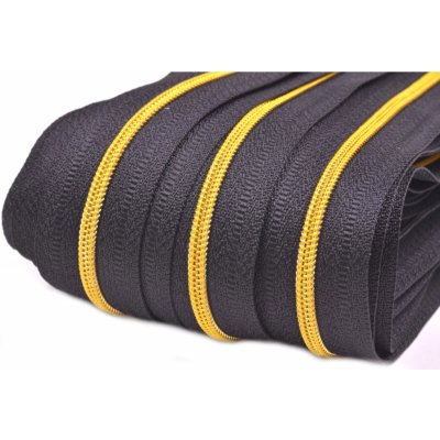 Prima-obchod Zip spirálový metráž GS No 3 zlatý, barva Černá/zlaté zuby – Hledejceny.cz