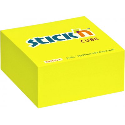 Stick´n Samolepicí bločky Stick´n by Hopax - 76 x 76 mm / 400 lístků / neon žlutá – Hledejceny.cz