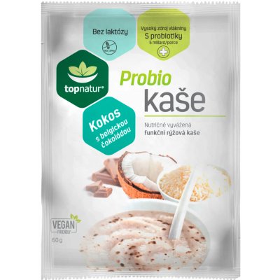 Topnatur Probio kaše kokos s belgickou čokoládou 60 g – Zbozi.Blesk.cz