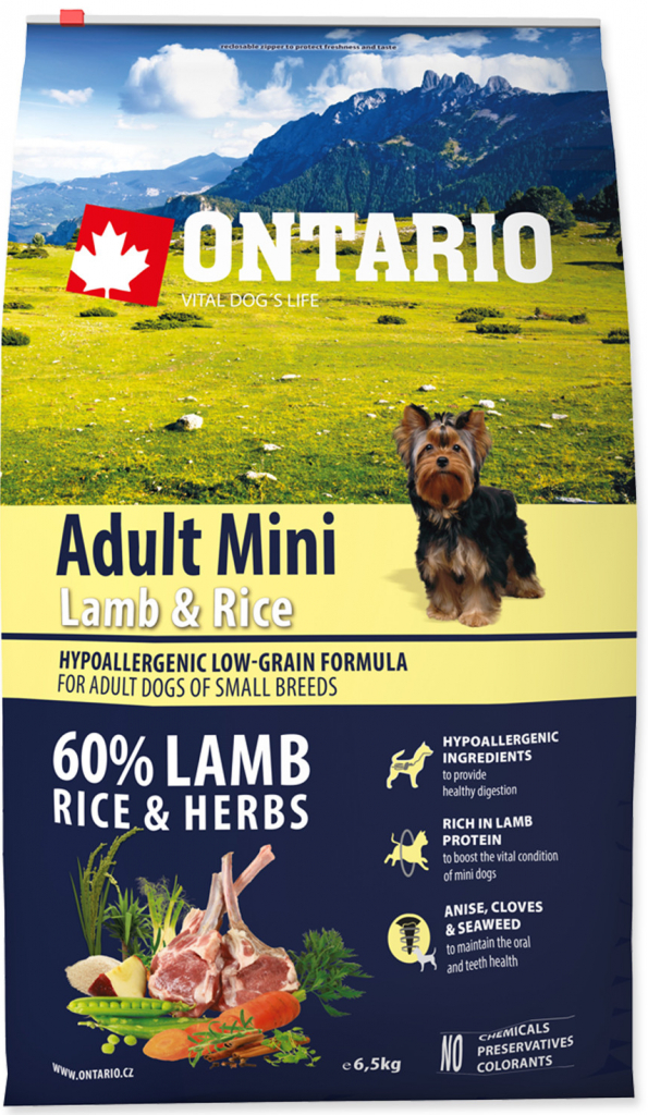 Ontario Adult Mini Lamb & Rice 2 x 6,5 kg