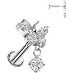 Šperky4U piercing do brady labreta s motýlkem titan TIT1535-1206 – Hledejceny.cz
