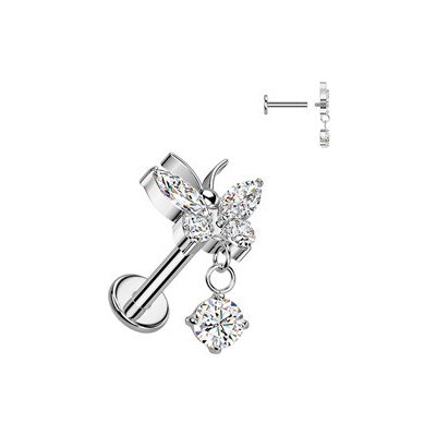 Šperky4U piercing do brady labreta s motýlkem titan TIT1535-1206 – Hledejceny.cz