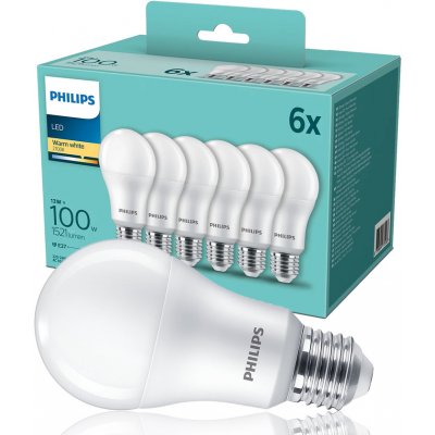 Philips žárovka LED klasik, 13W, E27, teplá bílá, 6ks – Hledejceny.cz