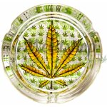 WeedShop Malý skleněný popelník List konopí List zelený – Zboží Dáma
