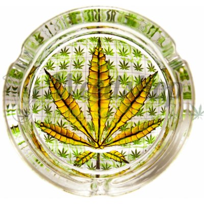 WeedShop Malý skleněný popelník List konopí List zelený – Zboží Dáma