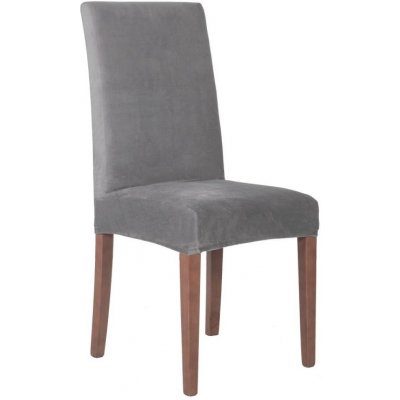 Potah na židli elastický, tmavě šedý samet SPRINGOS SPANDEX – Zboží Mobilmania