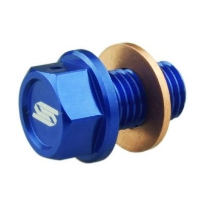SCAR závodní vypouštěcí zátka oleje s magnetem KTM SX / SXF / EXCF, HUSQVARNA TC / TX / FE / FX, GAS GAS MC / EC / EX barva světle modrá | Zboží Auto
