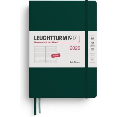 Daily Planner 2026 Medium A5 Forest Green – Zboží Mobilmania