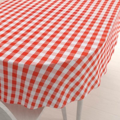 Biante Teflonový oválný ubrus TF-071 Červeno-bílá kostka 140x220cm