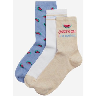 Marks & Spencer Sada tří párů dámských ponožek v béžové bílé a modré