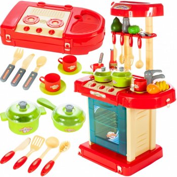 MalPlay dětská kuchyňka na hraní se 2 plotýnkami | s kuchyňským náčiním včetně světla a zvuků při vaření | dárek pro hraní rolí pro chlapce a dívky od 3 let
