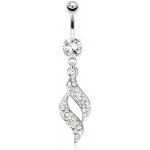 Šperky eshop ocelový piercing do pupíku stříbrná čiré zirkonové spirály SP46.26 – Zboží Dáma
