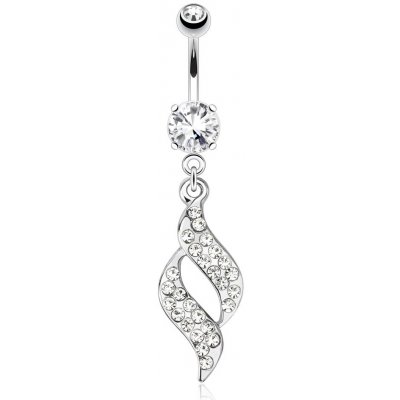 Šperky eshop ocelový piercing do pupíku stříbrná čiré zirkonové spirály SP46.26 – Zboží Dáma