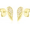Náušnice Gemmax Jewelry zlaté náušnice Andělská křídla se zirkony na puzetu GLEYB-01565