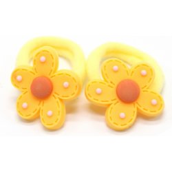 Dětské gumičky s kytičkou, 2 ks Barva: žlutá