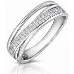 Minet JMAN0417SR Křížený stříbrný prsten s bílými zirkony – Hledejceny.cz