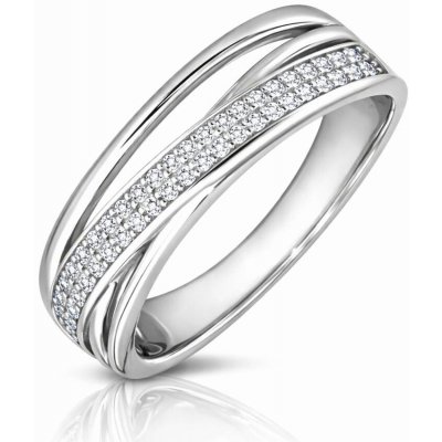 Minet JMAN0417SR Křížený stříbrný prsten s bílými zirkony – Hledejceny.cz