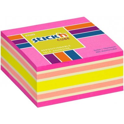 Samolepicí bloček Stick'n by HOPAX Kostka, 76 x 76 mm, 400 lístků, neon růžový mix – Hledejceny.cz