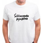 Pánské tričko Šetřím vodu piju PIVO bílá potisk: černá – Zboží Dáma