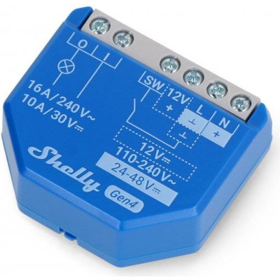 Shelly 1 Gen4 spínací modul 1x 16A (WiFi, Bluetooth, Zigbee, Matter) SHELLY-1-Gen4 – Zboží Živě