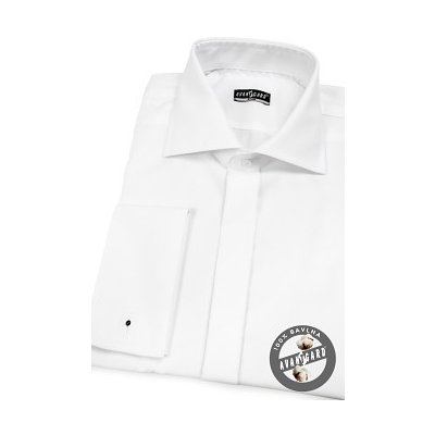 Avantgard pánská košile slim s krytou légou a dvojitými manžetami na manžetové knoflíčky bílá 110-01 – Zboží Mobilmania