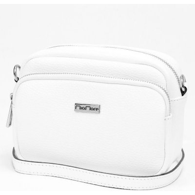 Malá kožená bílá crossbody kabelka Mia More no. 062 silver – Zboží Mobilmania