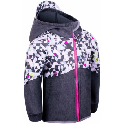 Unuo dětská softshellová bunda Fleece Street šedá/růžová – Zboží Mobilmania