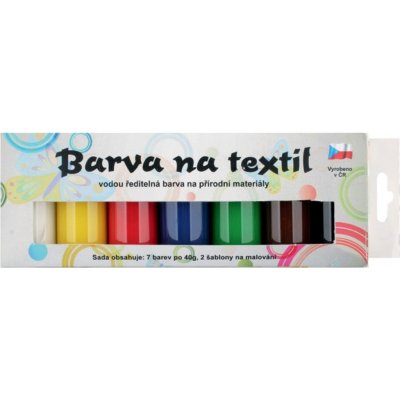 Kreativ Colour Barvy na textil světlý materiál klasik sada 7 barev 20 g + 2 šablony 6,5 x 2 cm – Zboží Dáma