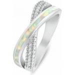 Brilio Silver stříbrný prsten se zirkony a syntetickým opálem RI154W – Zbozi.Blesk.cz